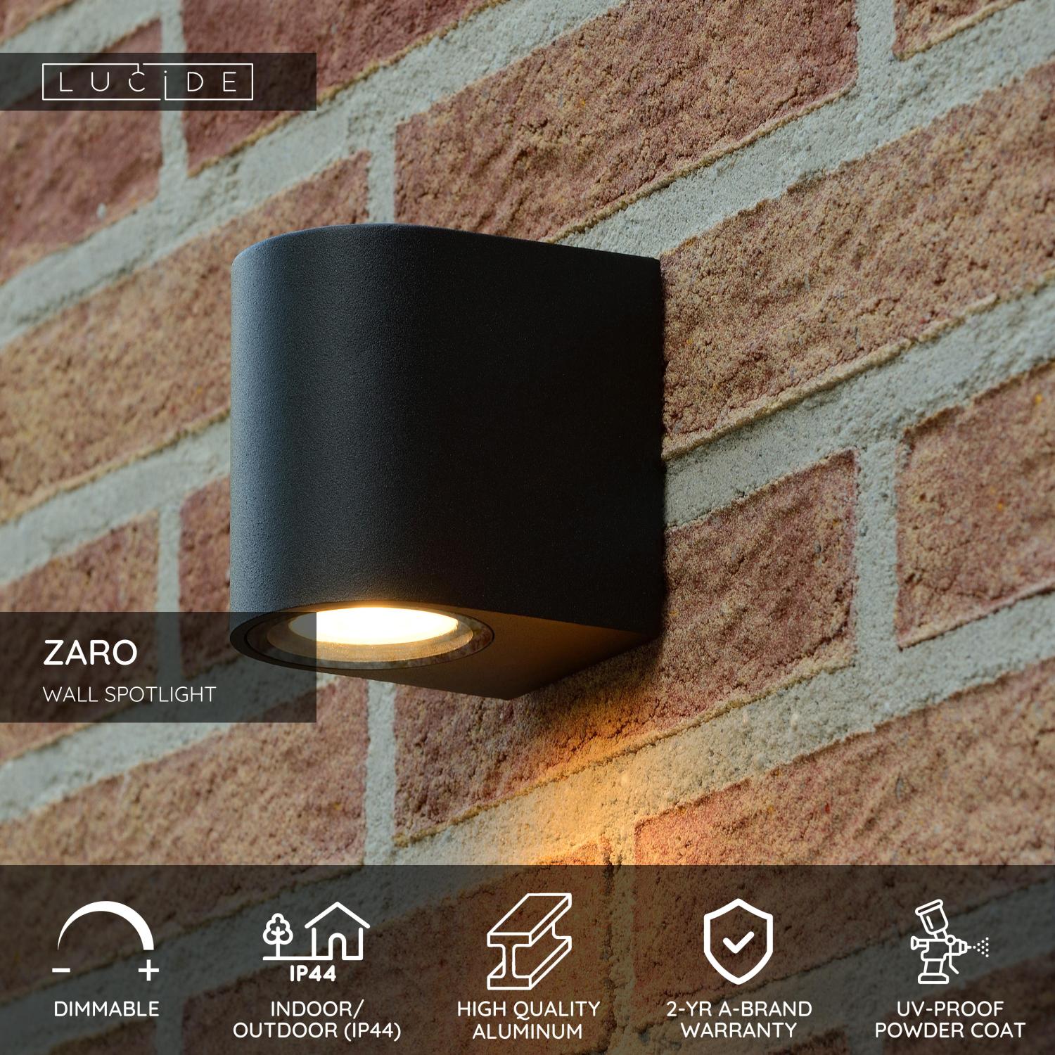 Lucide ZARO - Nu00e1stennu00e9 reflektor / Nu00e1stennu00e9 svetlo Vnu00fatornu00e9/Vonkaju0161ie - 1xGU10 - IP44 - u010cierne