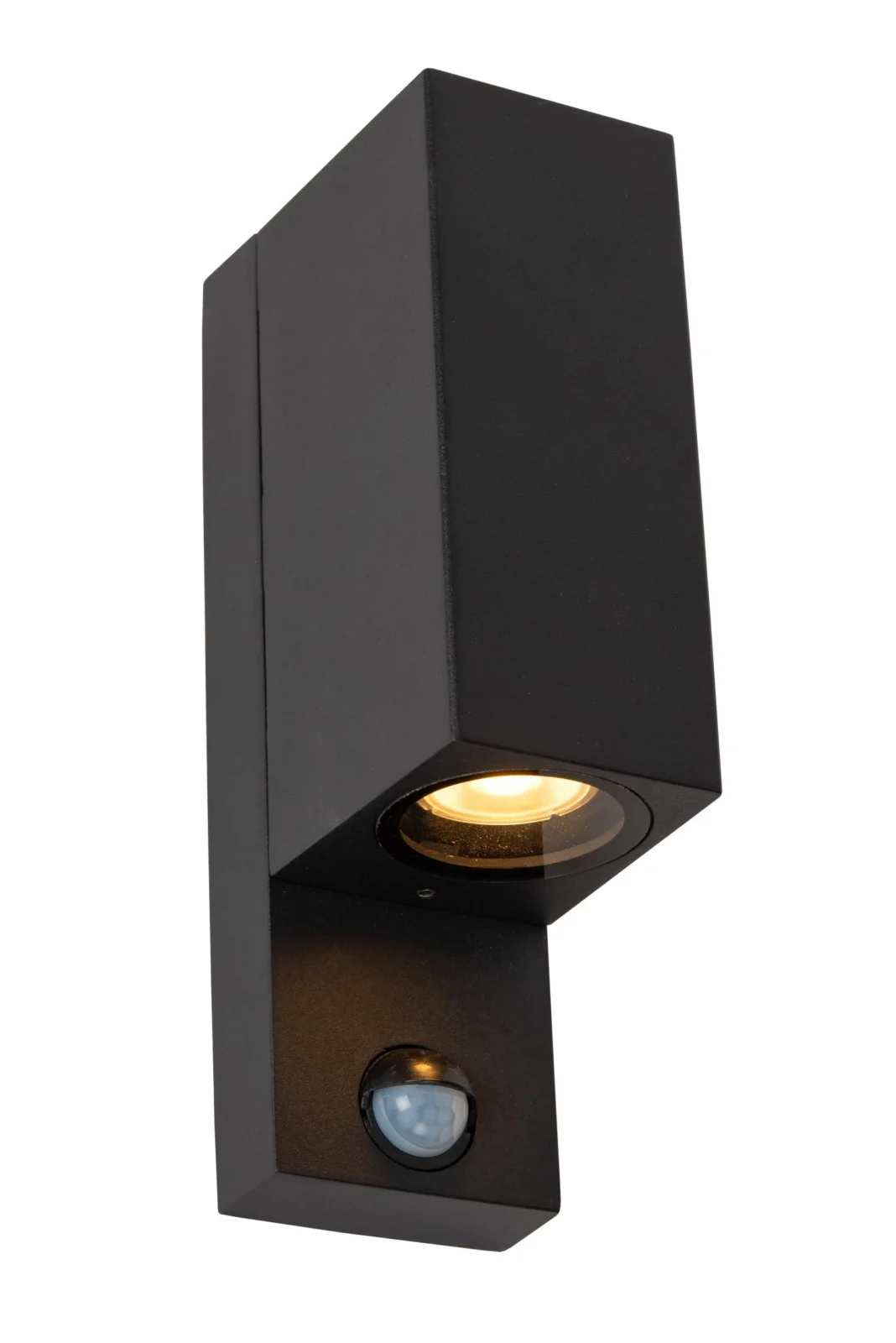 Lucide ZARO - Nu00e1stennu00e9 reflektor / Nu00e1stennu00e9 svetlo vnu00fatornu00e9/vonkaju0161ie - 2xGU10 - IP65 - Pohybovu00fd a dennu00fd/nou010dnu00fd senzor (deaktivovateu013enu00fd) - u010dierny