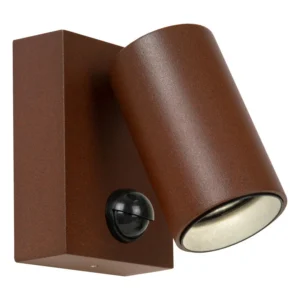 Lucide EMERIC - Wall spotlight / Wall light Indoor/Outdoor - LED - CCT - 1x10W 2200K/3000K - IP65 - Motion Sensor - Rust Brown - Essential