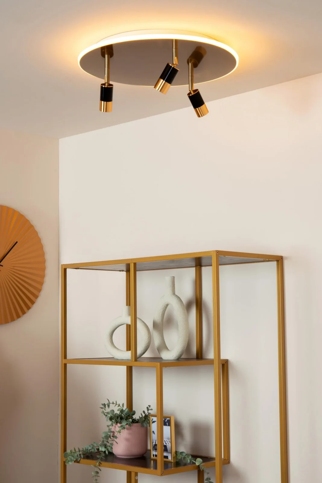 Lucide JUBEL - Zapustenu00e9 stropnu00e9 svetlo - u00d8 48 cm - LED - CCT - 2500K/3000K - Matt Gold / Brass