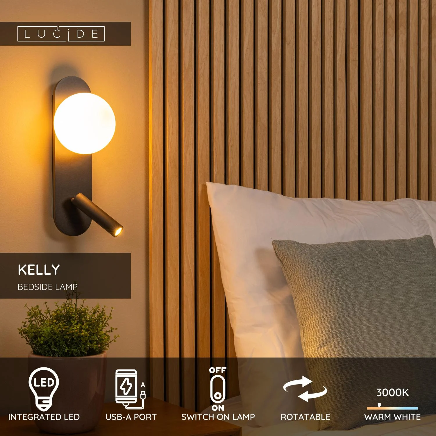 Lucide KELLY - Lampa pri poste / nu00e1stennu00e9 svetlo - LED - 1x3,5W 3000K - u010dierna