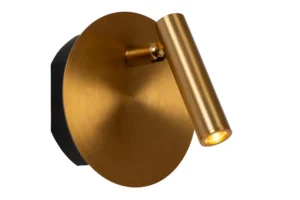 Lucide JOLIJN - Nabu00edjateu013enu00e1 nou010dnu00e1 lampa / nu00e1stennu00e9 svetlo - Batu00e9riovu00fd balu00edk - u00d8 10,2 cm - LED - 1x2W 3000K - Magneticku00e1 - Matt Gold / Mosadz
