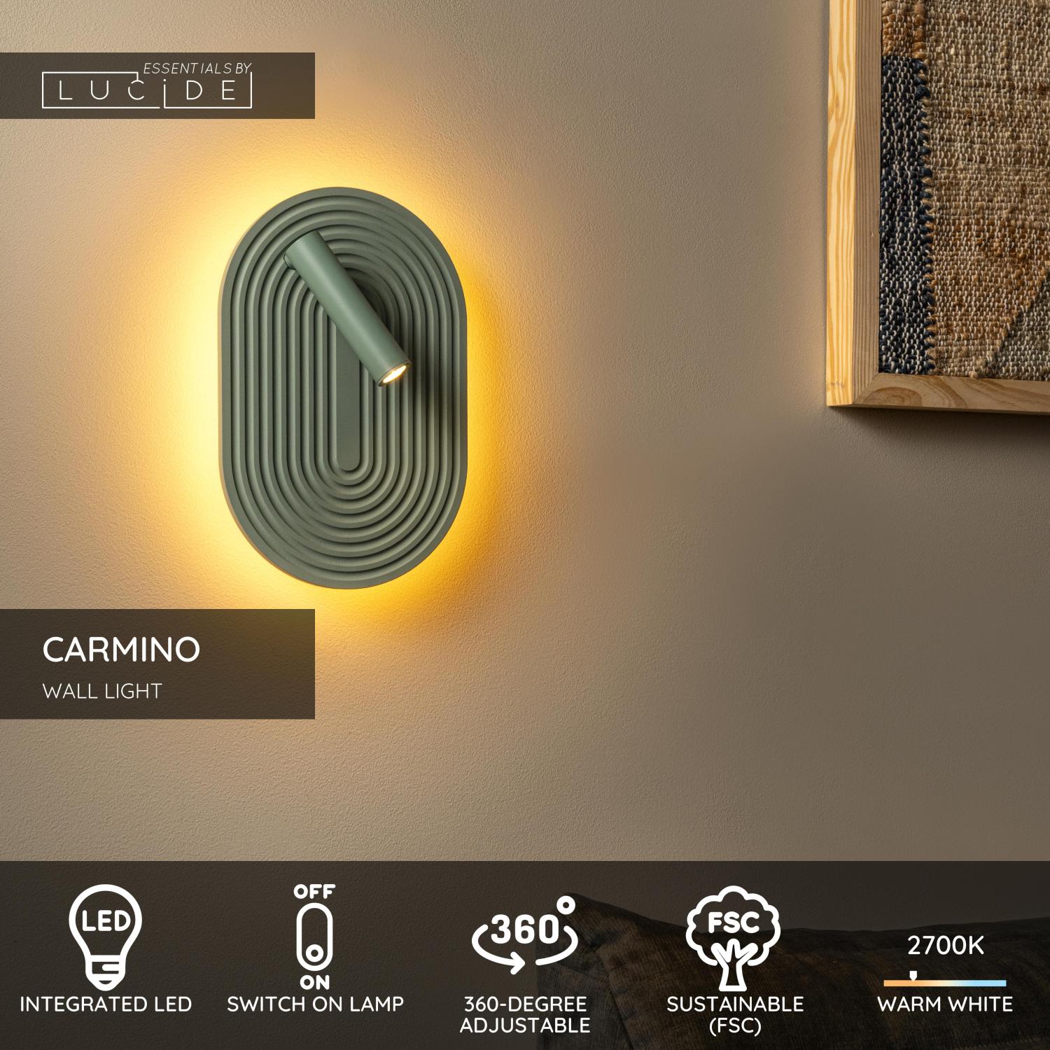 Lucide CARMINO - Nu00e1stennu00e9 svetlo - LED - 2700K - Zelenu00e1 | Essential