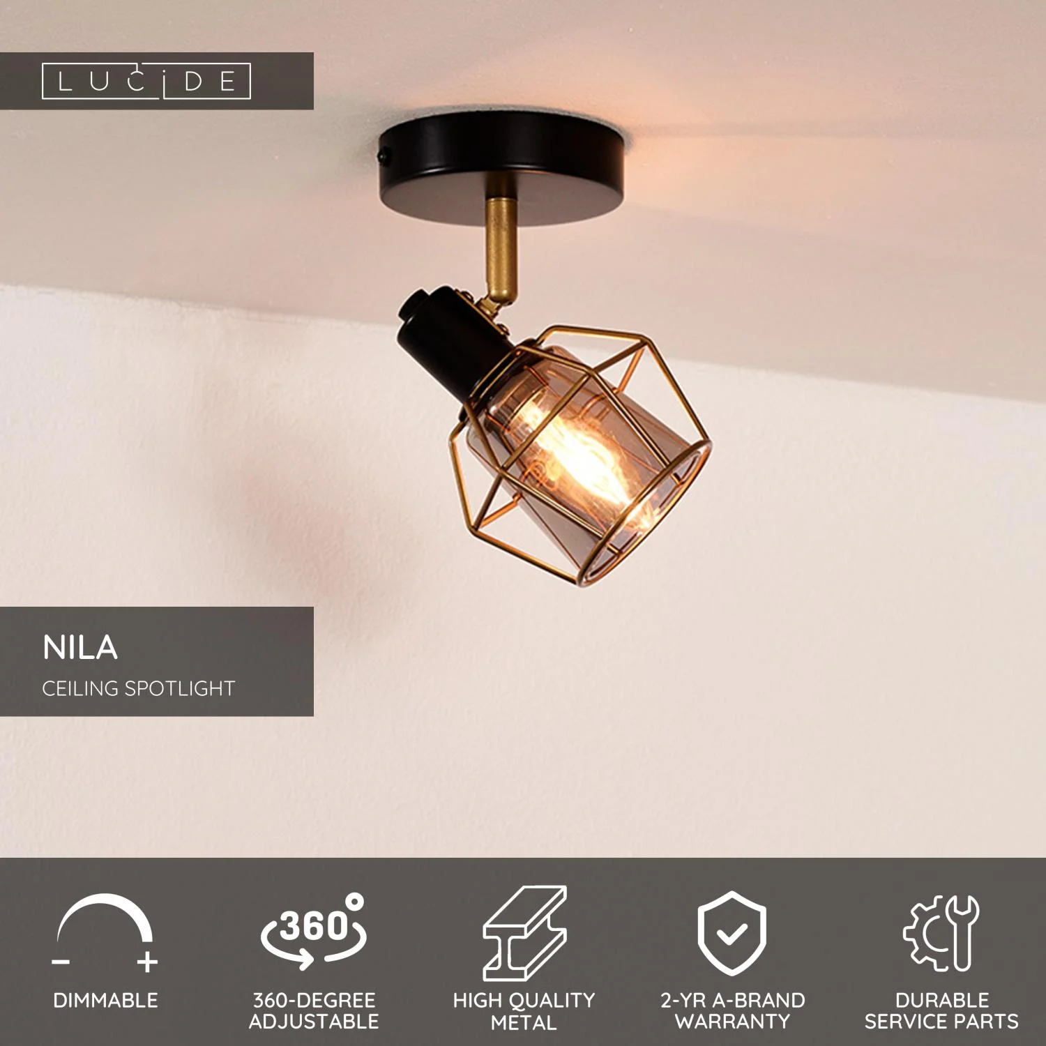 Lucide NILA - Stropnu00e9 reflektory - 1xE14 - u010cierne