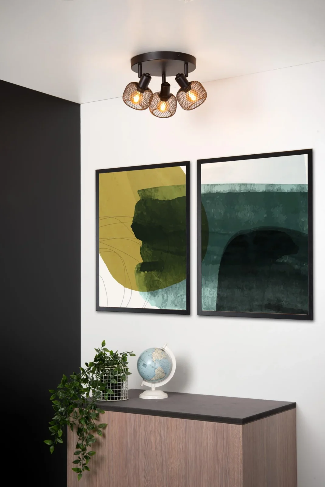 Lucide MAREN - Stropnu00e9 reflektory - u00d8 37 cm - 3xE14 - u010dierna
