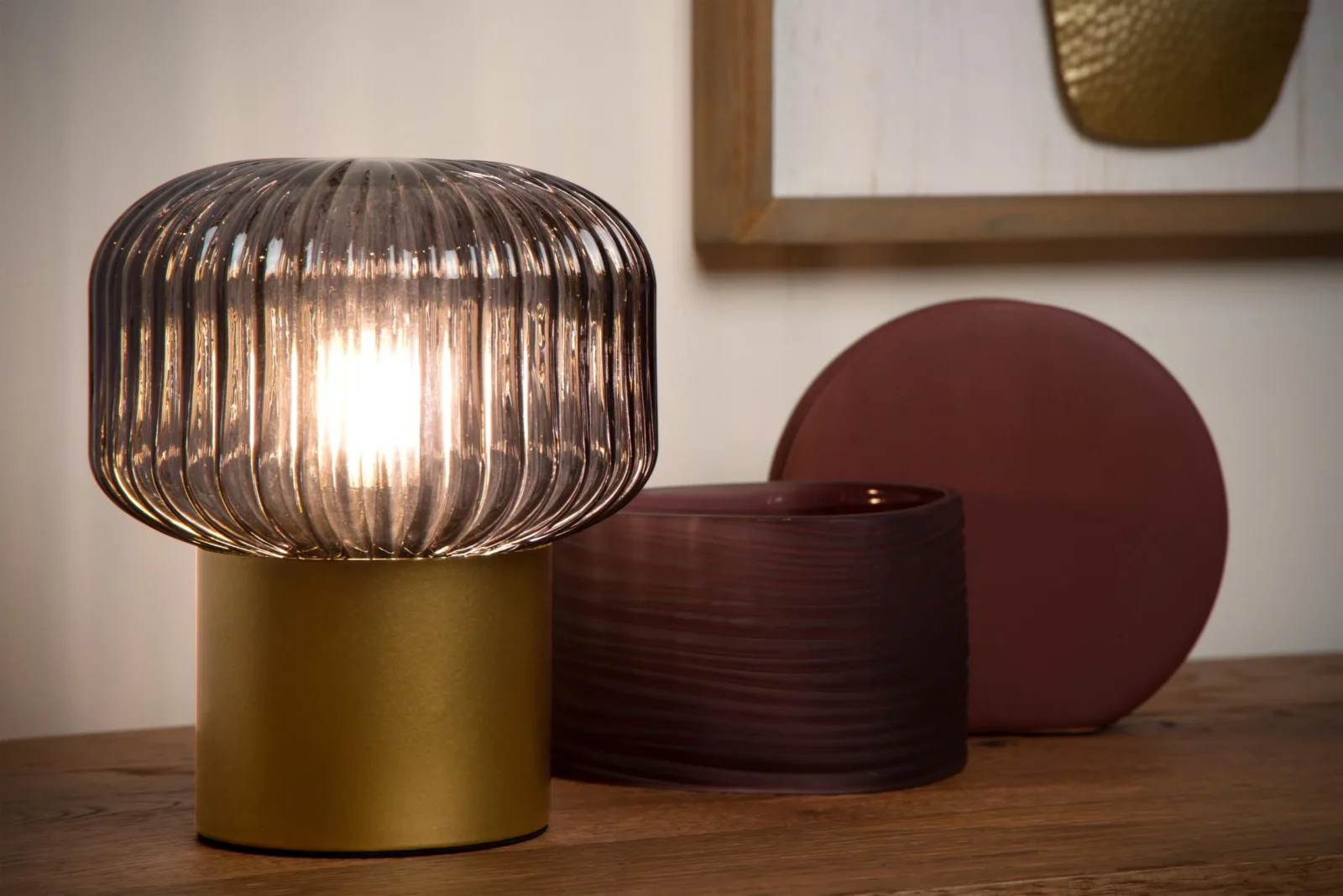 Lucide JANY - Stolnu00e1 lampa - u00d8 16 cm - 1xE14 - Matnu00fd zlato / mosadz