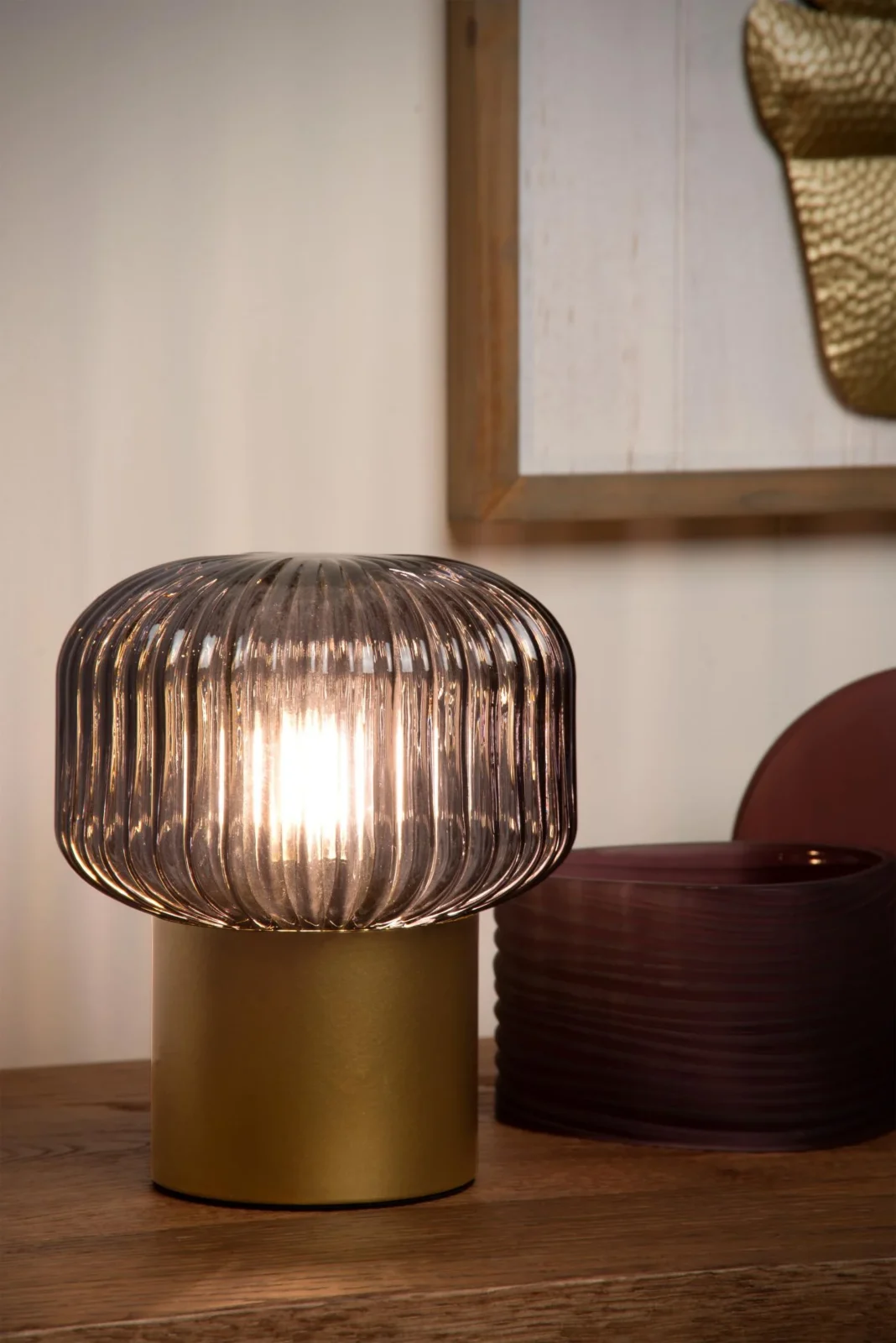 Lucide JANY - Stolnu00e1 lampa - u00d8 16 cm - 1xE14 - Matnu00fd zlato / mosadz