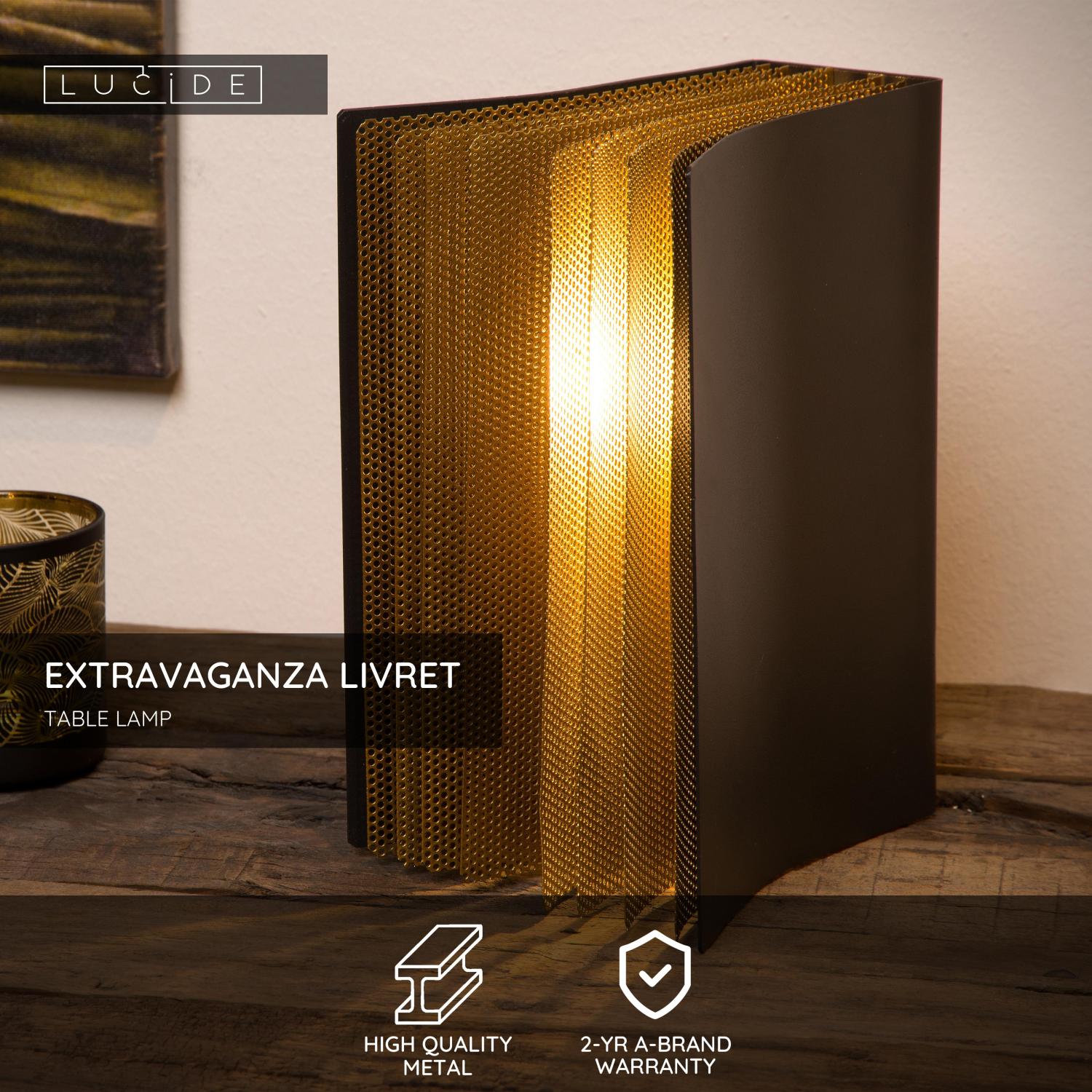 Lucide EXTRAVAGANZA LIVRET - Stolnu00e1 lampa - 1xE14 - u010cierna