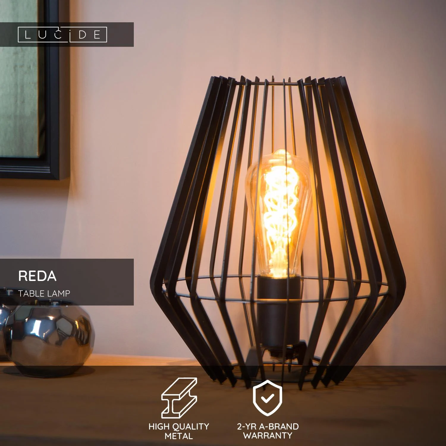 Lucide REDA - Stolnu00e1 lampa - 1xE27 - u010dierna