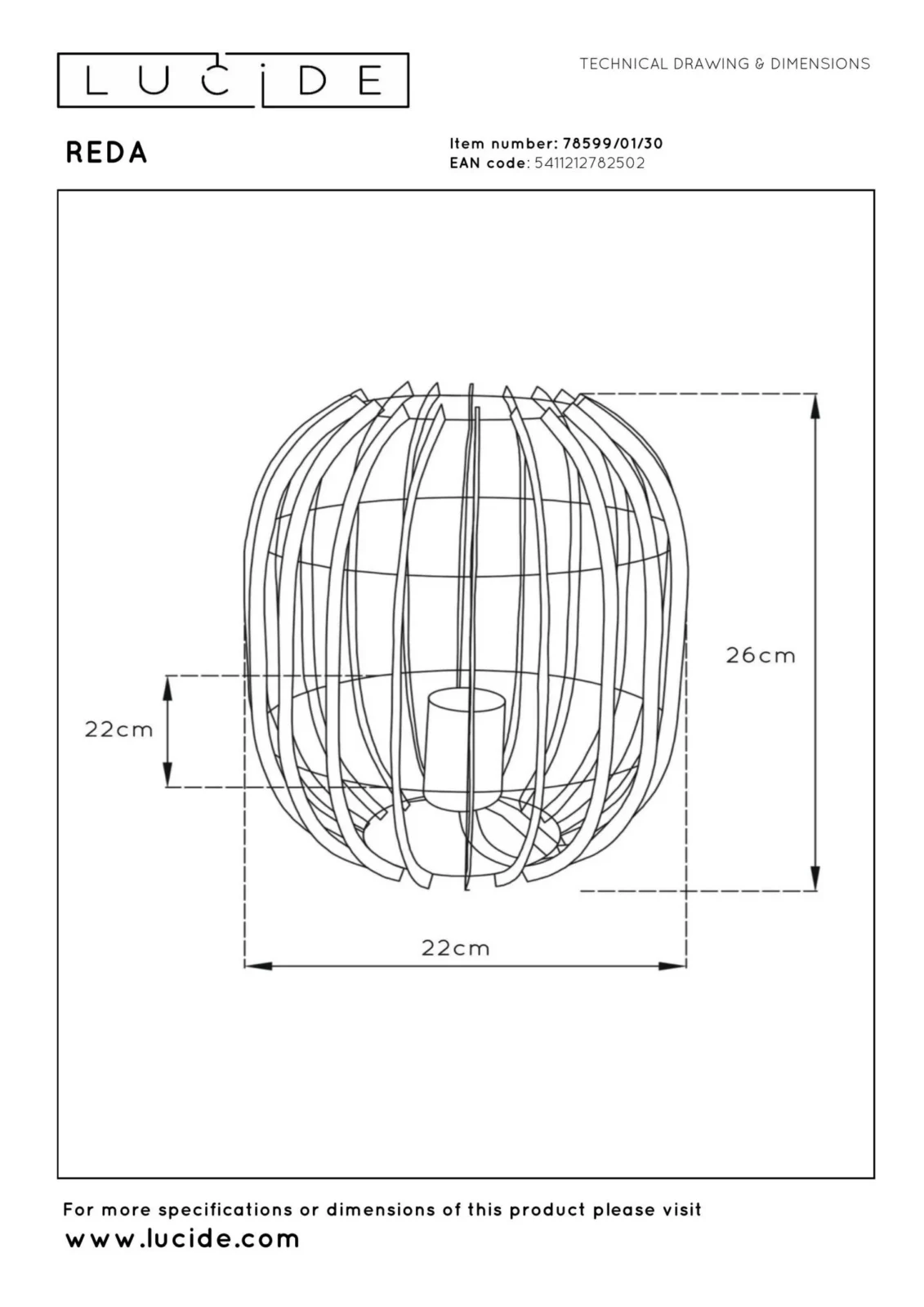Lucide REDA - Stolnu00e1 lampa - u00d8 22 cm - 1xE27 - u010dierna
