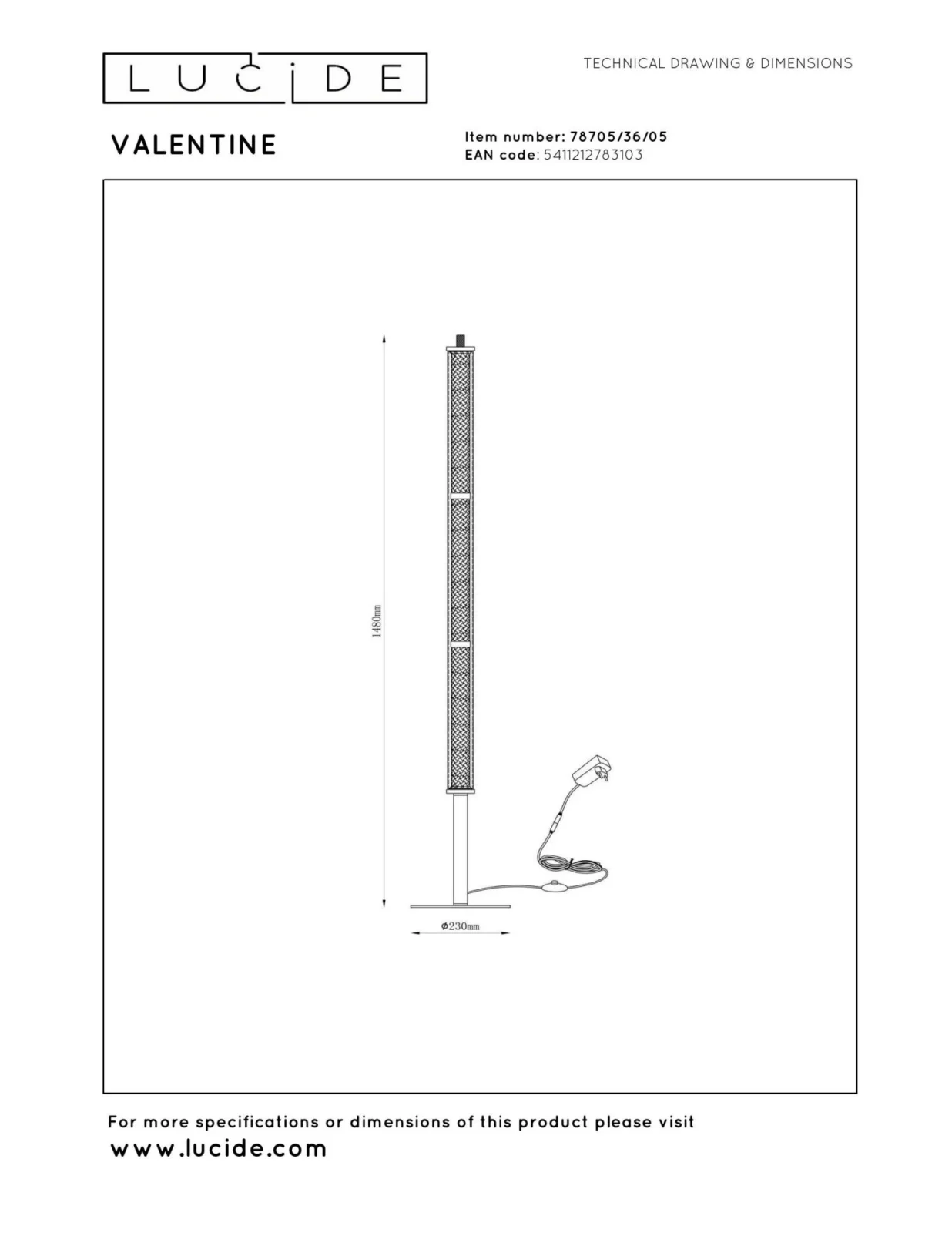 Lucide VALENTINE - Stojaca lampa - u00d8 23 cm - LED Dim. - CCT - 1x37W 2200K/3000K - Champagne - Vibes