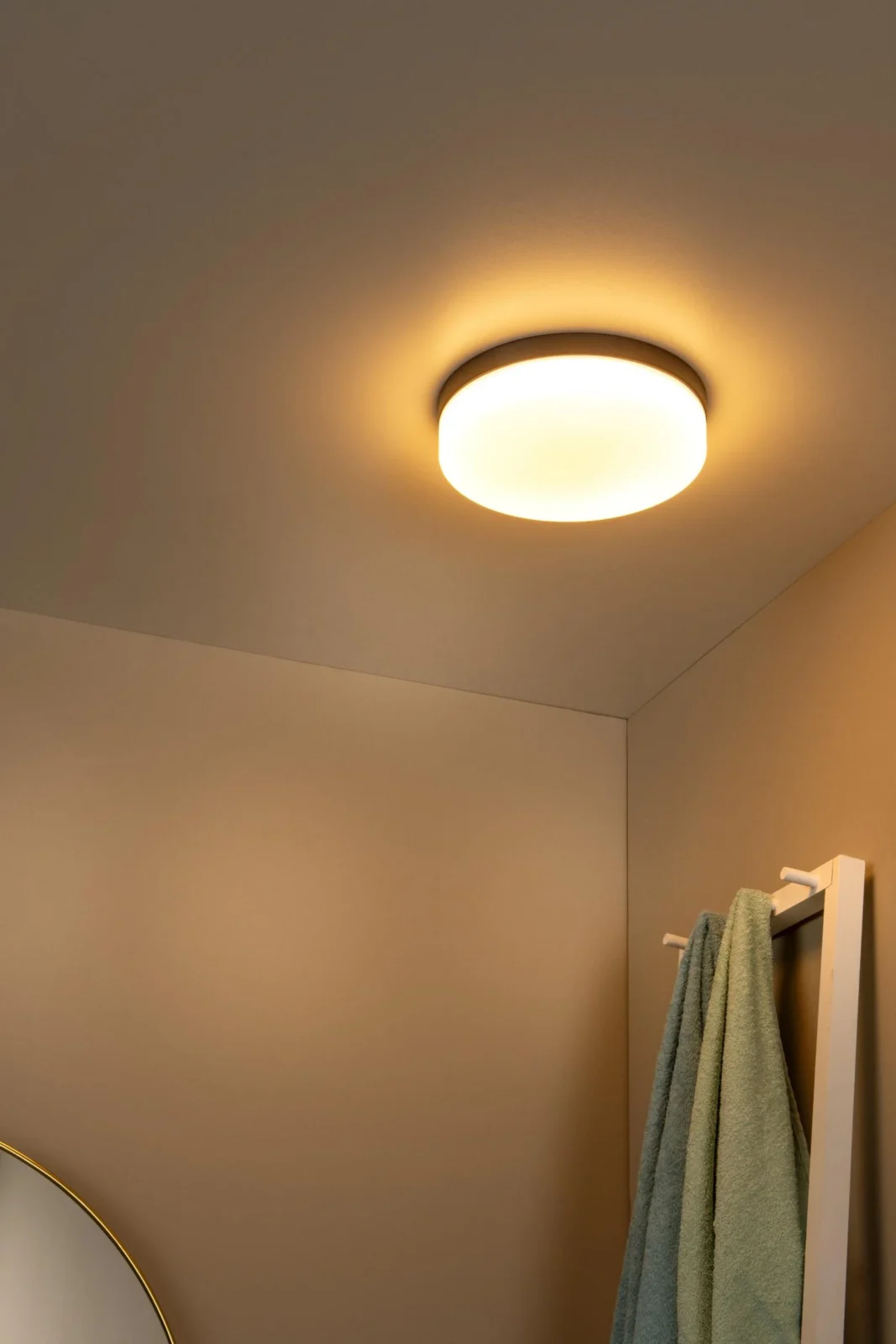 Lucide BISKIT - Spu00fau0161u0165acie stropnu00e9 svetlo Ku00fapeu013eu0148a - u00d8 23 cm - LED - 1x12W 2700K - IP44 - Pohybovu00fd senzor - u010dierna