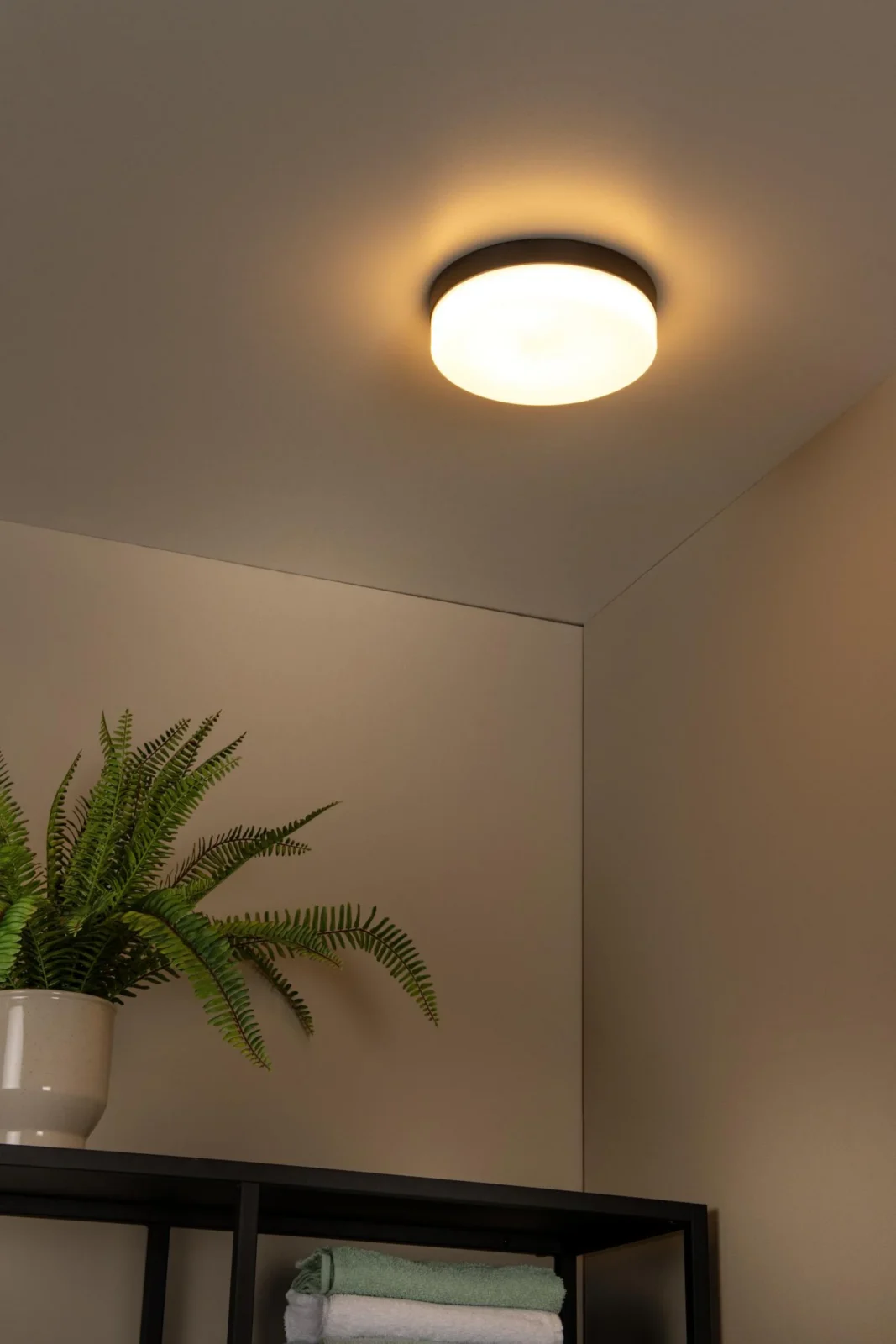 Lucide BISKIT - Spu00fau0161u0165acie stropnu00e9 svetlo Ku00fapeu013eu0148a - u00d8 28 cm - LED - 1x18W 2700K - IP44 - Pohybovu00fd senzor - u010dierna