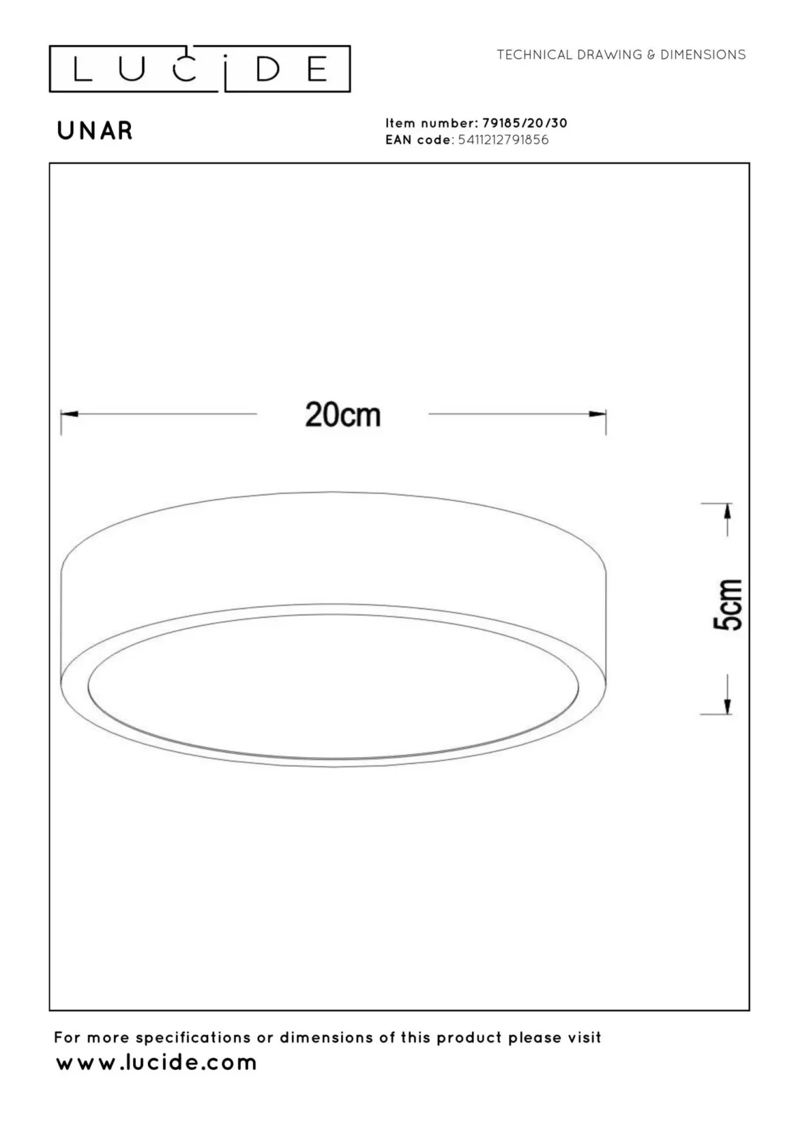 Lucide UNAR - Zapustenu00e9 stropnu00e9 svetlo - u00d8 20 cm - LED 3 StepDim - 1x12W 2700K - u010dierna