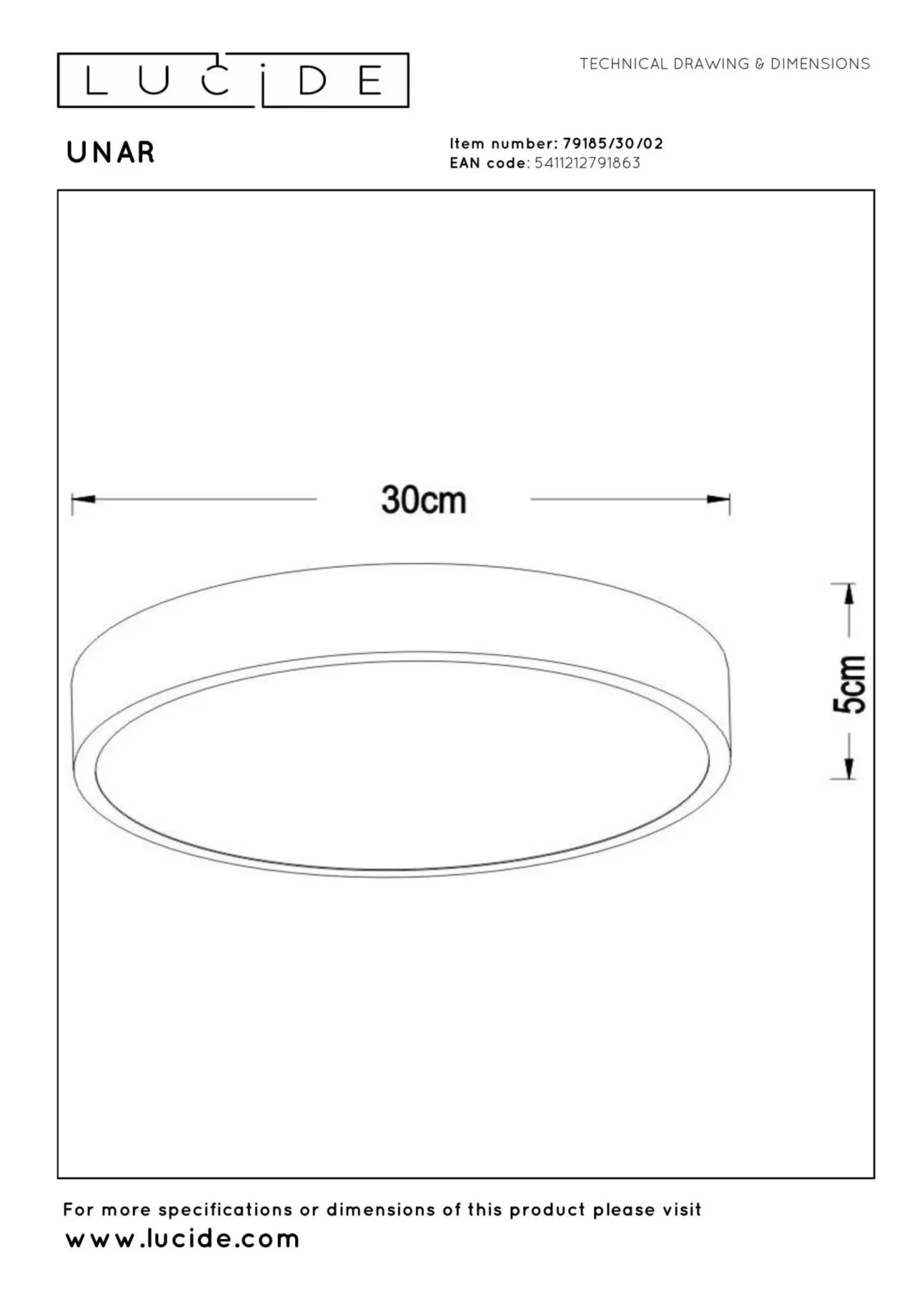 Lucide UNAR - Zapustenu00e9 stropnu00e9 svetlo - u00d8 30 cm - LED 3 StepDim - 1x18W 2700K - Matt Gold / Brass