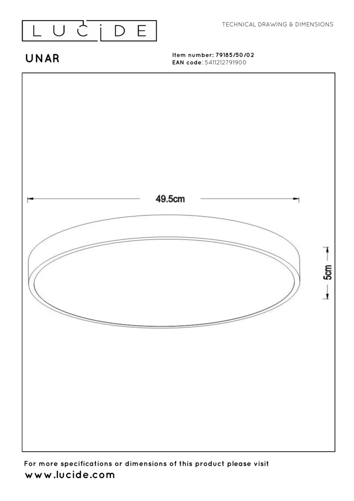 Lucide UNAR - Zapustenu00e9 stropnu00e9 svetlo - u00d8 49,5 cm - LED 3 StepDim - 1x36W 2700K - Matt Gold / Brass