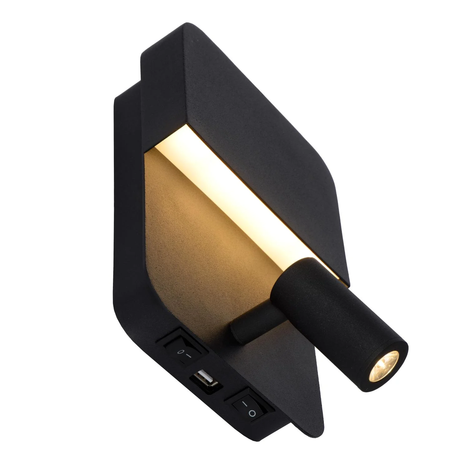 Lucide BOXER - Lampa pri poste / nu00e1stennu00e9 svetlo - LED - 3000K - s USB nabu00edjacu00edm bodom - u010dierna