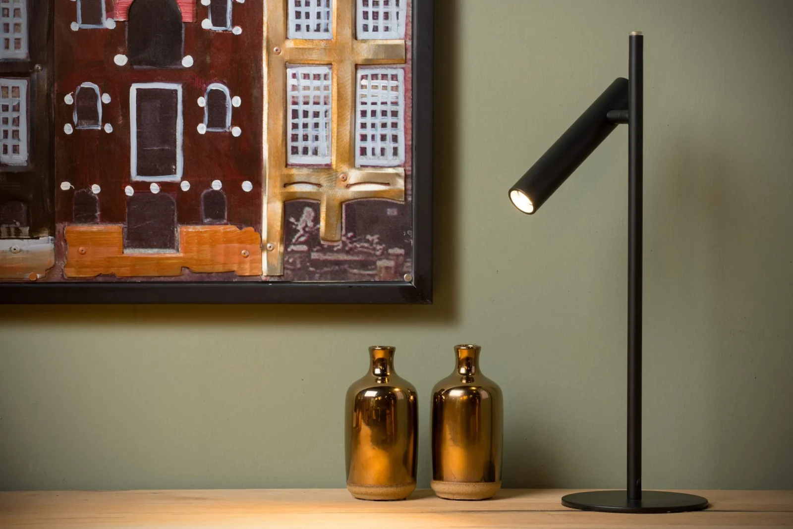 Lucide PHILON - Stolnu00e1 lampa - u00d8 13 cm - LED tlmenu00e1 - 1x4,5W 3000K - u010dierna