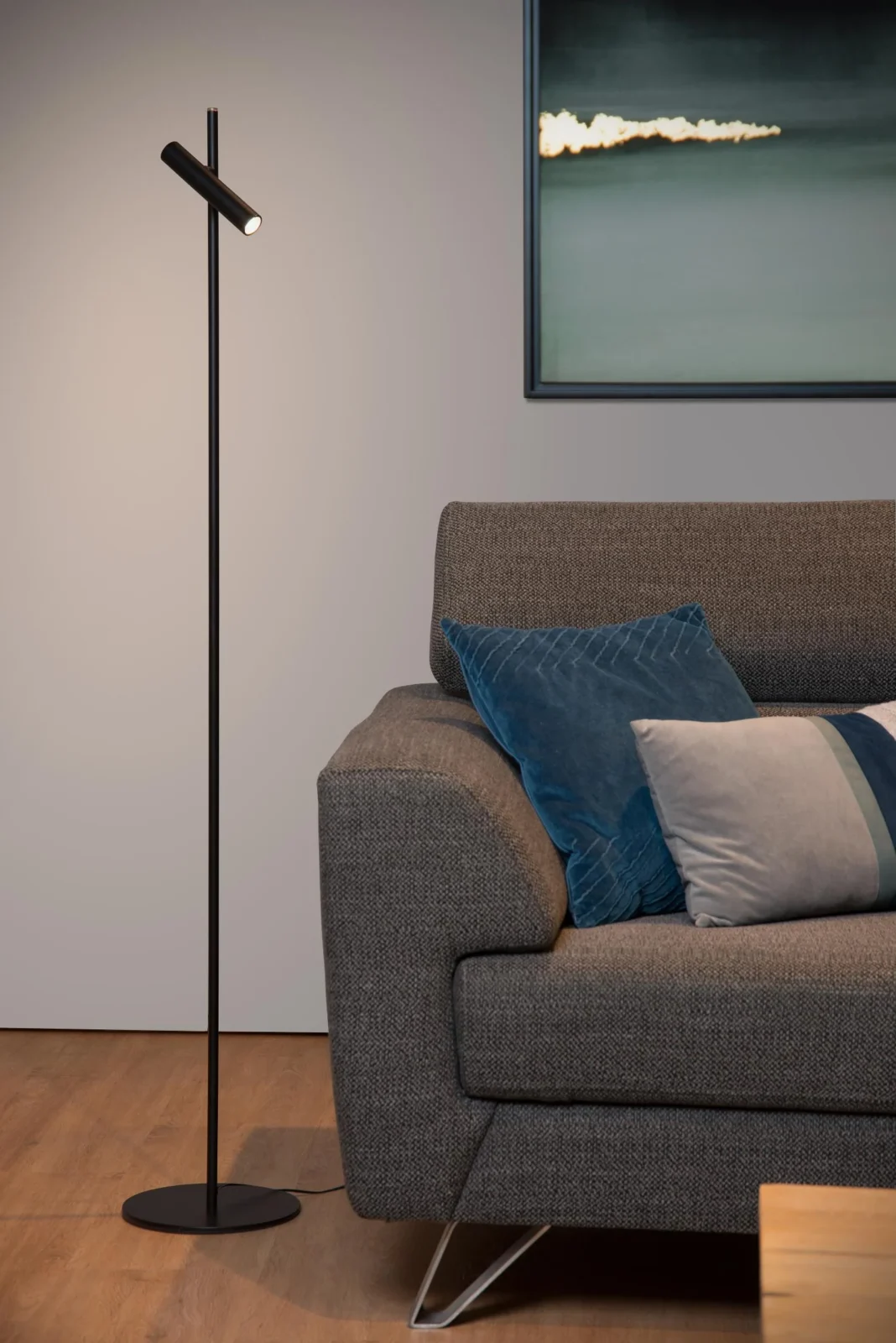 Lucide PHILON - Podlahovu00e1 u010du00edtacia lampa - u00d8 23 cm - LED tlmenu00e1 - 1x4,5W 3000K - u010dierna